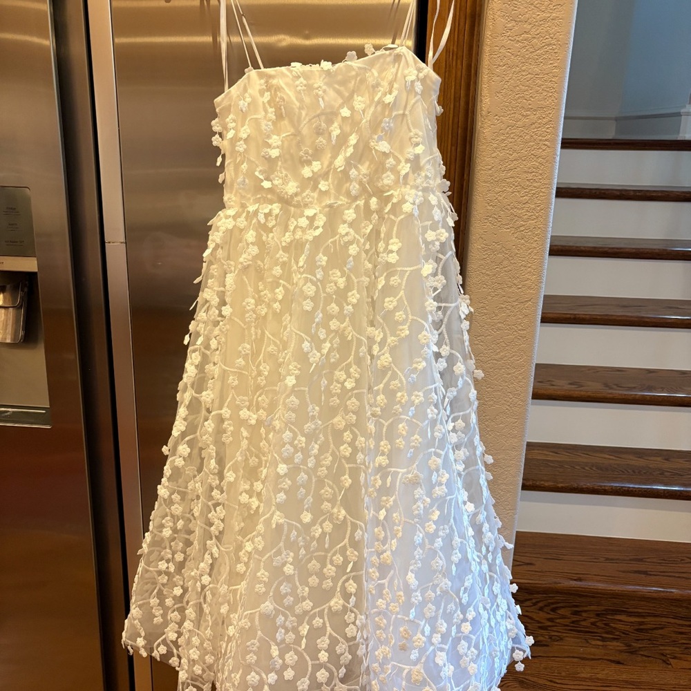 RARE ANTHRO BHLDN Strapless 3D Floral Vine Fit & Flare Midi Dress - Picture 5 of 7